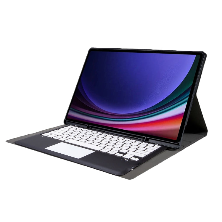 For Samsung Galaxy Tab S10 Ultra A910B-A Touch Pad Detachable Bluetooth Keyboard Leather Tablet Case(Black+White)