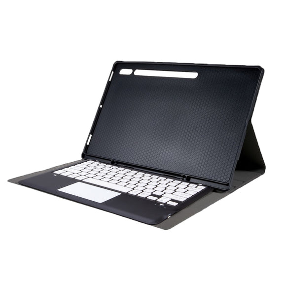 For Samsung Galaxy Tab S10 Ultra A910B-A Touch Pad Detachable Bluetooth Keyboard Leather Tablet Case(Black+White)