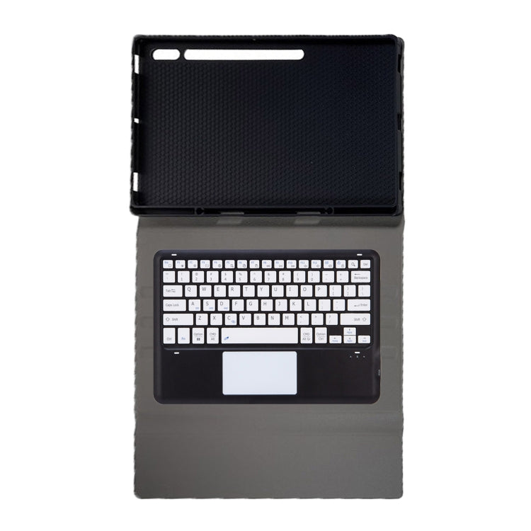 For Samsung Galaxy Tab S10 Ultra A910B-A Touch Pad Detachable Bluetooth Keyboard Leather Tablet Case(Black+White)