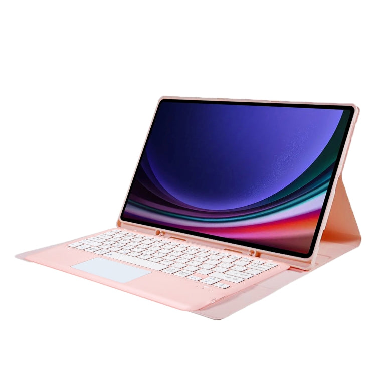 For Samsung Galaxy Tab S10 Ultra A910B-A Touch Pad Detachable Bluetooth Keyboard Leather Tablet Case(Pink)