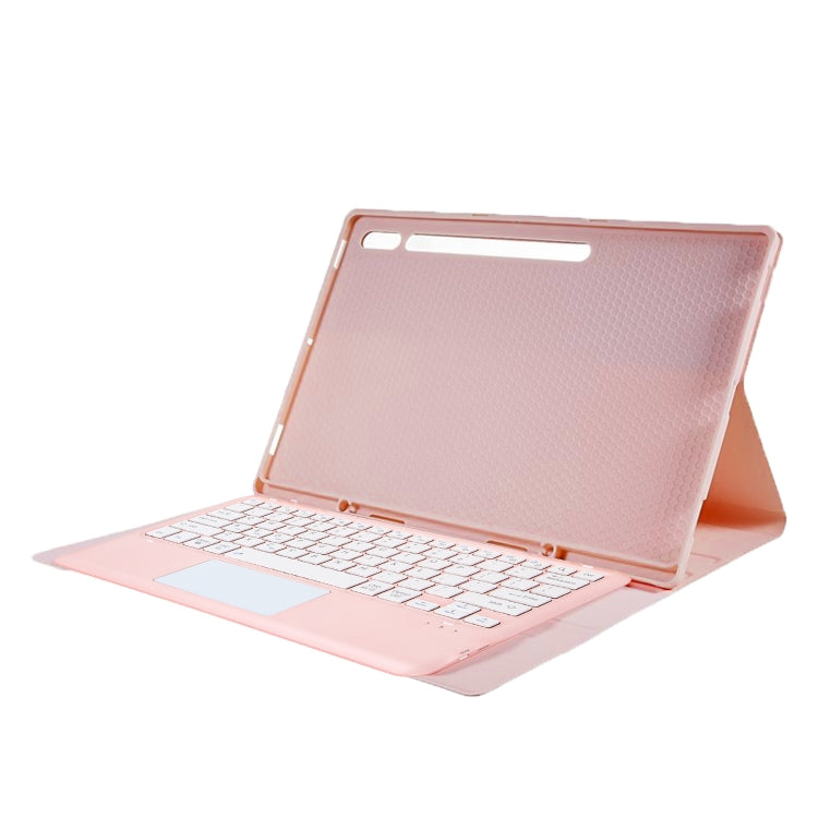 For Samsung Galaxy Tab S10 Ultra A910B-A Touch Pad Detachable Bluetooth Keyboard Leather Tablet Case(Pink)
