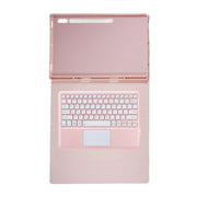 For Samsung Galaxy Tab S10 Ultra A910B-A Touch Pad Detachable Bluetooth Keyboard Leather Tablet Case(Pink)