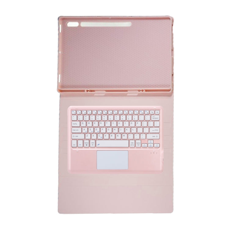 For Samsung Galaxy Tab S10 Ultra A910B-A Touch Pad Detachable Bluetooth Keyboard Leather Tablet Case(Pink)