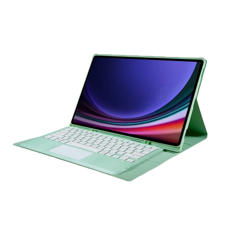 For Samsung Galaxy Tab S10 Ultra A910B-A Touch Pad Detachable Bluetooth Keyboard Leather Tablet Case(Mint Green)