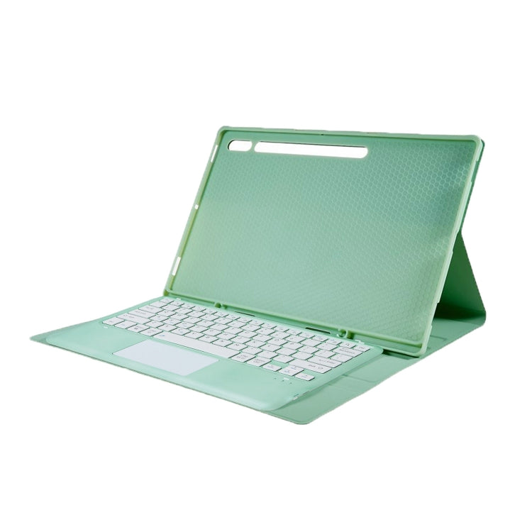 For Samsung Galaxy Tab S10 Ultra A910B-A Touch Pad Detachable Bluetooth Keyboard Leather Tablet Case(Mint Green)