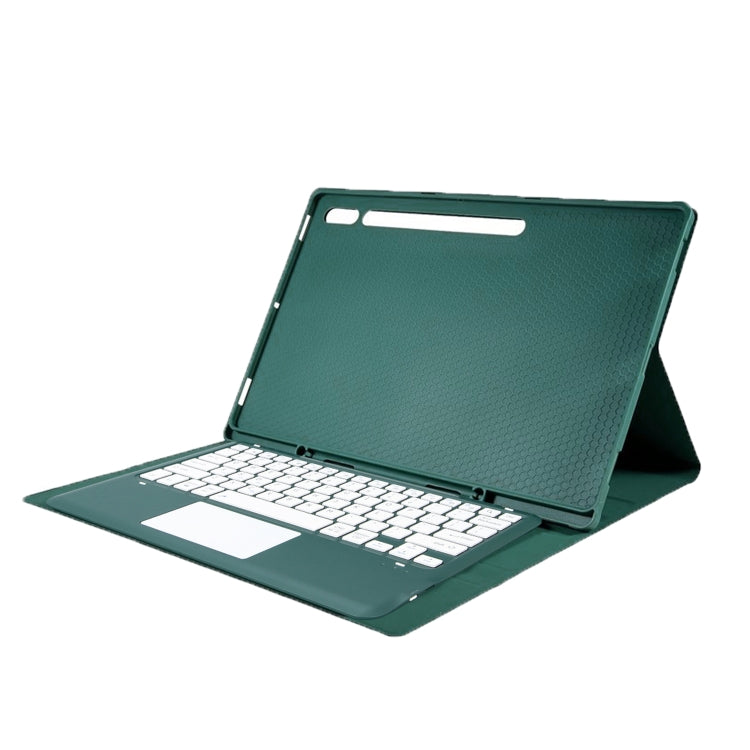 For Samsung Galaxy Tab S10 Ultra A910B-A Touch Pad Detachable Bluetooth Keyboard Leather Tablet Case(Dark Green)