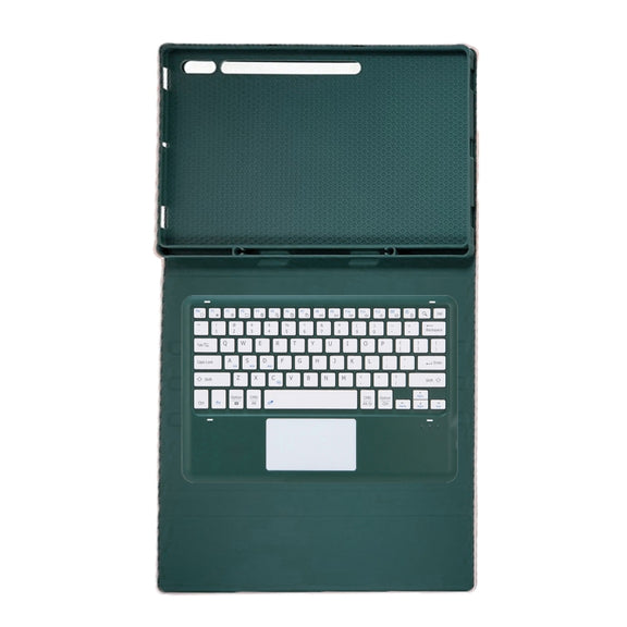 For Samsung Galaxy Tab S10 Ultra A910B-A Touch Pad Detachable Bluetooth Keyboard Leather Tablet Case(Dark Green)