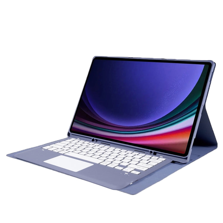 For Samsung Galaxy Tab S10 Ultra A910B-A Touch Pad Detachable Bluetooth Keyboard Leather Tablet Case(Purple)