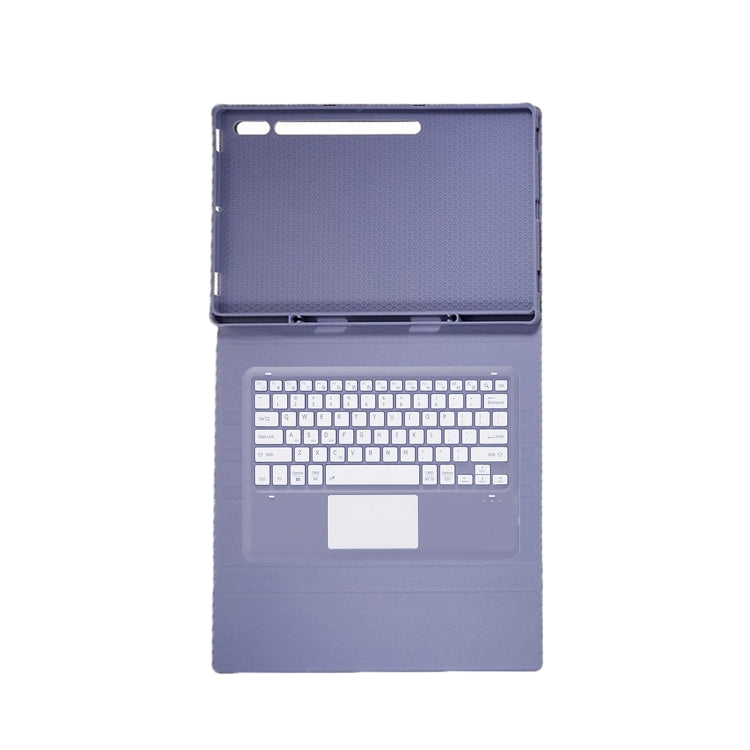 For Samsung Galaxy Tab S10 Ultra A910B-A Touch Pad Detachable Bluetooth Keyboard Leather Tablet Case(Purple)