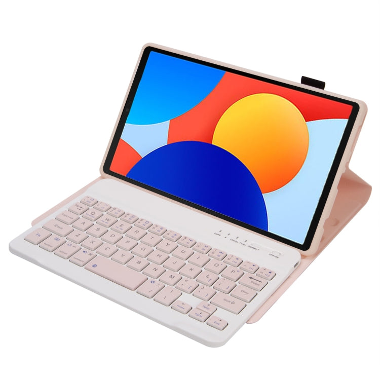 For Redmi Pad SE 8.7 A0N12 TPU Ultra-thin Detachable Bluetooth Keyboard Tablet Leather Case(Pink)