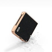 For Motorola Razr 50 ABEEL Electroplating Frame Cross Texture Genuine Leather Phone Case(Black)