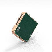 For Motorola Razr 50 ABEEL Electroplating Frame Cross Texture Genuine Leather Phone Case(Green)