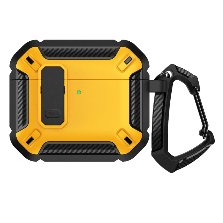 For AirPods 4 Shield Shockproof Earphone Protective Case with Hook(Black Yellow)