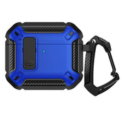 For AirPods 4 Shield Shockproof Earphone Protective Case with Hook(Black Blue)