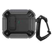 For AirPods 4 Shield Shockproof Earphone Protective Case with Hook(Grey Black)