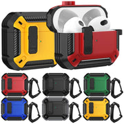 For AirPods 4 Shield Shockproof Earphone Protective Case with Hook(Black)