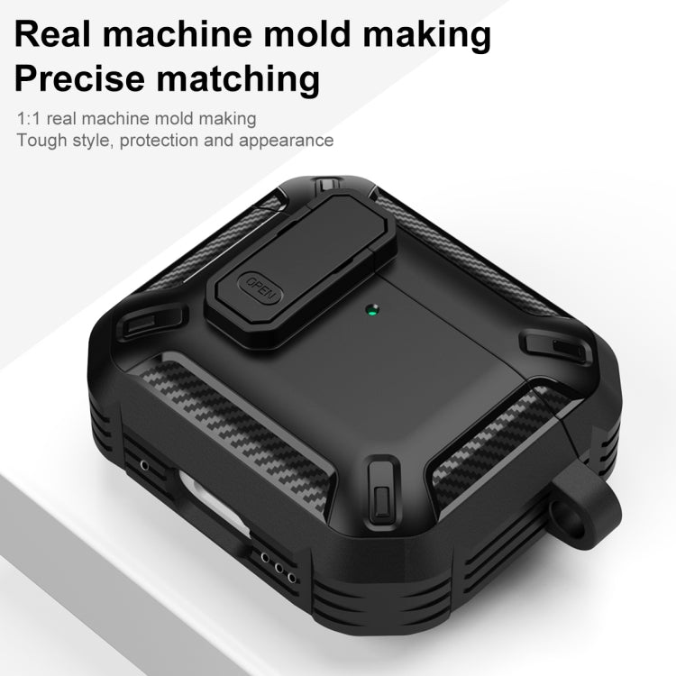 For AirPods 4 Shield Shockproof Earphone Protective Case with Hook(Black)