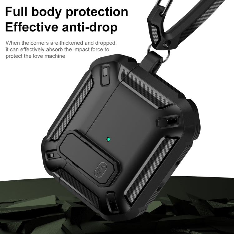 For AirPods 4 Shield Shockproof Earphone Protective Case with Hook(Black)
