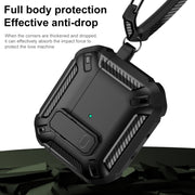 For AirPods 4 Shield Shockproof Earphone Protective Case with Hook(Black)