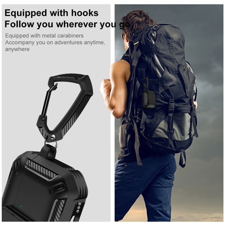 For AirPods 4 Shield Shockproof Earphone Protective Case with Hook(Black)