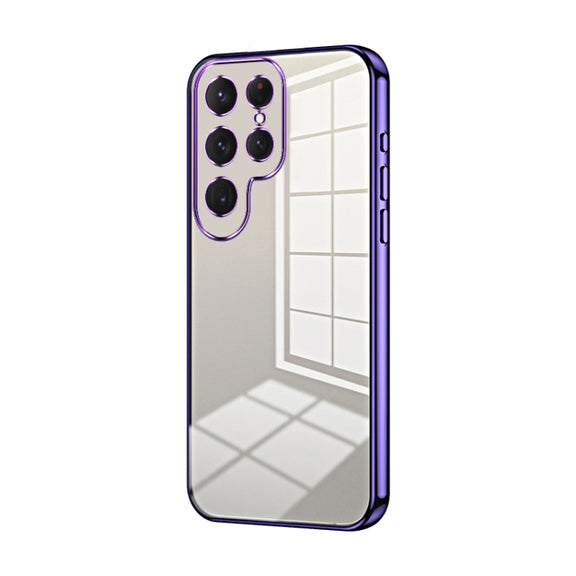 For Samsung Galaxy S25 Ultra 5G Transparent Plating Fine Hole Phone Case(Purple)