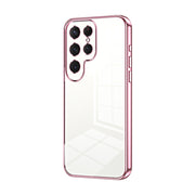 For Samsung Galaxy S25 Ultra 5G Transparent Plating Fine Hole Phone Case(Pink)