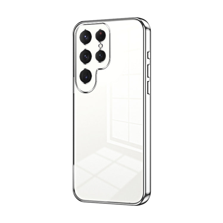 For Samsung Galaxy S25 Ultra 5G Transparent Plating Fine Hole Phone Case(Silver)