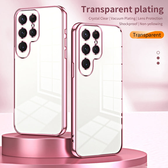 For Samsung Galaxy S25 Ultra 5G Transparent Plating Fine Hole Phone Case(Silver)
