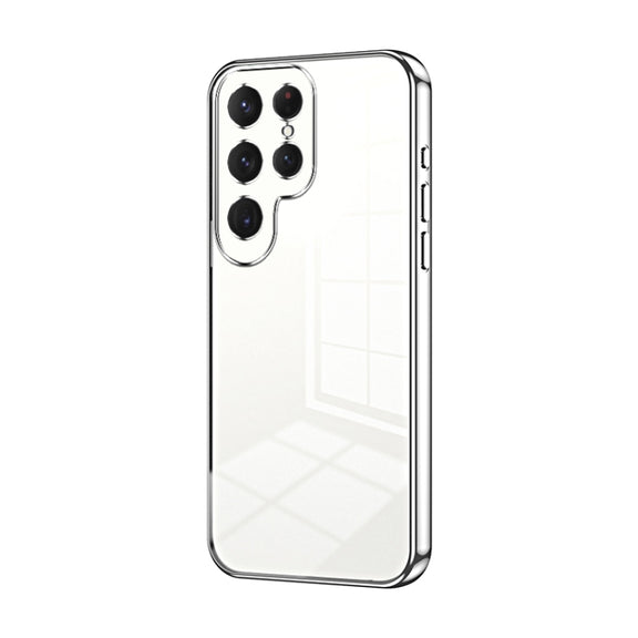 For Samsung Galaxy S25 Ultra 5G Transparent Plating Fine Hole Phone Case(Silver)