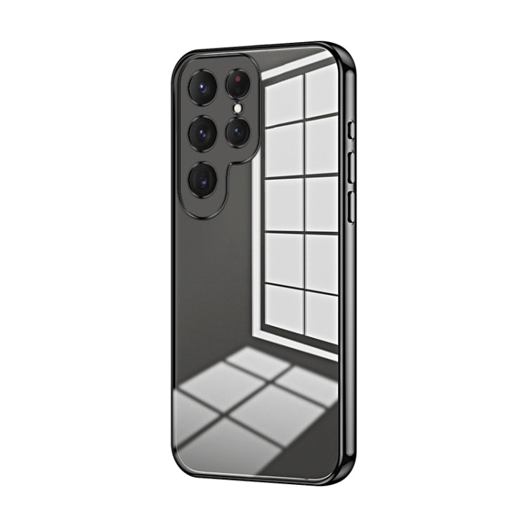 For Samsung Galaxy S25 Ultra 5G Transparent Plating Fine Hole Phone Case(Black)