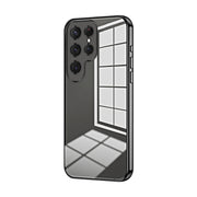 For Samsung Galaxy S25 Ultra 5G Transparent Plating Fine Hole Phone Case(Black)