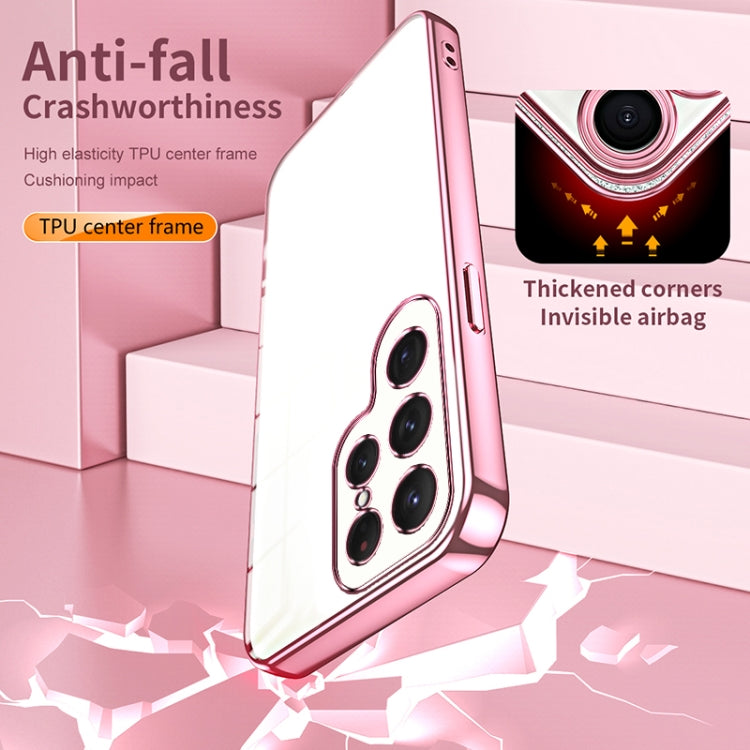 For Samsung Galaxy S25 Ultra 5G Transparent Plating Fine Hole Phone Case(Black)