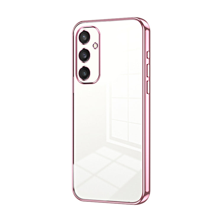 For Samsung Galaxy S25 5G Transparent Plating Fine Hole Phone Case(Pink)