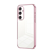 For Samsung Galaxy S25 5G Transparent Plating Fine Hole Phone Case(Pink)