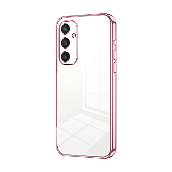 For Samsung Galaxy S25 5G Transparent Plating Fine Hole Phone Case(Pink)