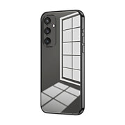 For Samsung Galaxy S25 5G Transparent Plating Fine Hole Phone Case(Black)