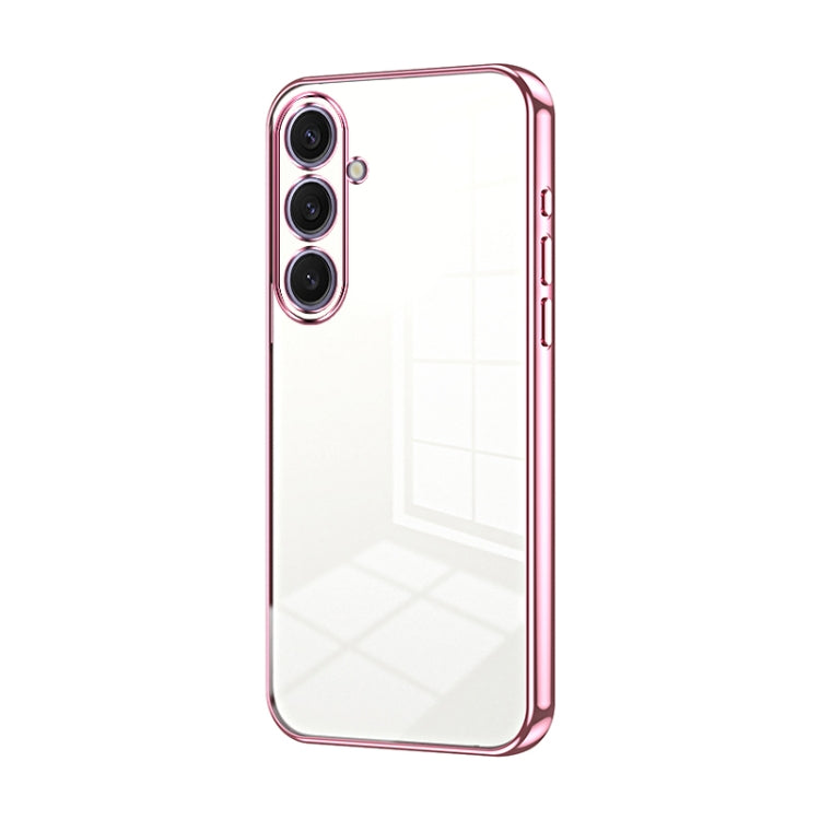 For Samsung Galaxy S25+ 5G Transparent Plating Fine Hole Phone Case(Pink)