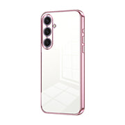 For Samsung Galaxy S25+ 5G Transparent Plating Fine Hole Phone Case(Pink)