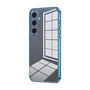 For Samsung Galaxy S25+ 5G Transparent Plating Fine Hole Phone Case(Blue)