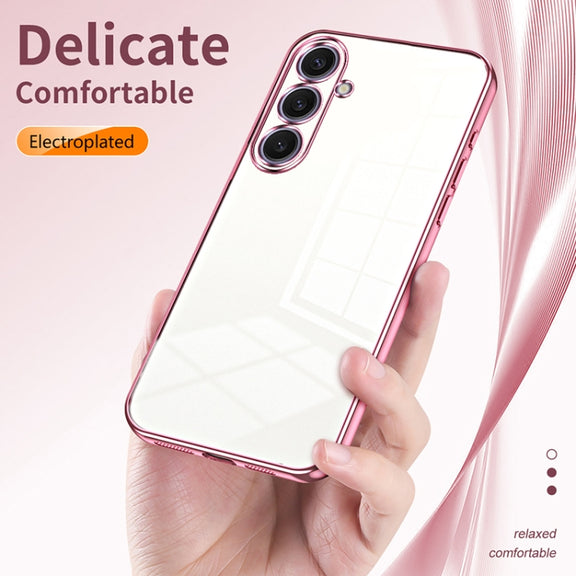 For Samsung Galaxy S25+ 5G Transparent Plating Fine Hole Phone Case(Blue)