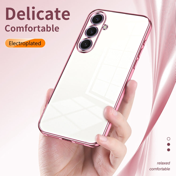 For Samsung Galaxy S25+ 5G Transparent Plating Fine Hole Phone Case(Blue)