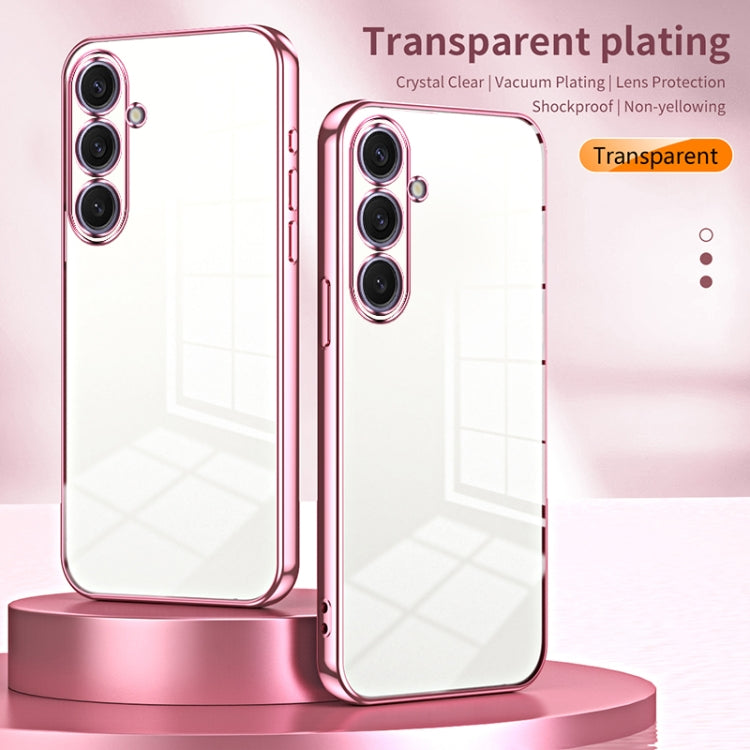 For Samsung Galaxy S25+ 5G Transparent Plating Fine Hole Phone Case(Silver)