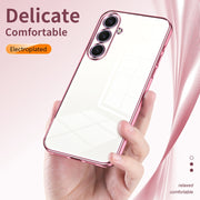 For Samsung Galaxy S25+ 5G Transparent Plating Fine Hole Phone Case(Black)