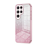 For Samsung Galaxy S25 Ultra 5G Gradient Glitter Powder Electroplated Phone Case(Pink)