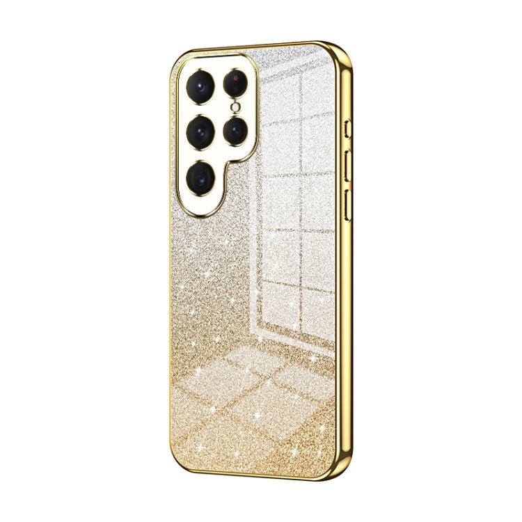 For Samsung Galaxy S25 Ultra 5G Gradient Glitter Powder Electroplated Phone Case(Gold)