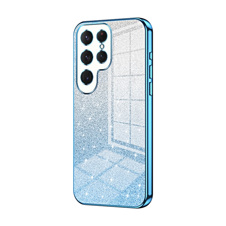 For Samsung Galaxy S25 Ultra 5G Gradient Glitter Powder Electroplated Phone Case(Blue)