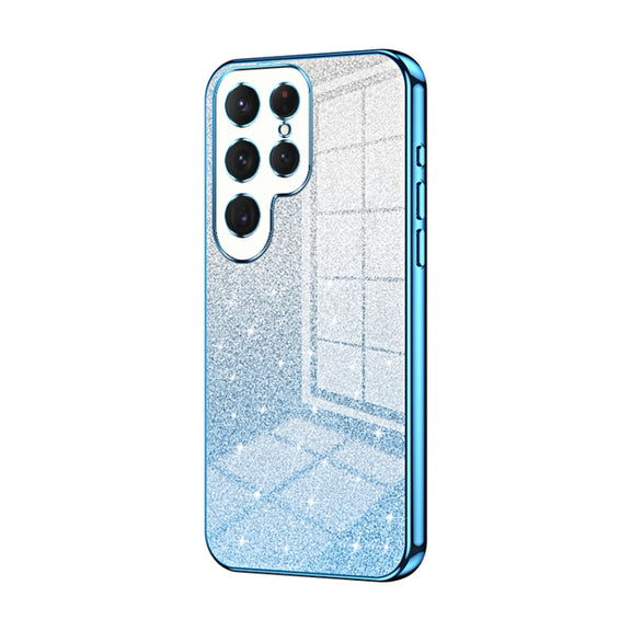 For Samsung Galaxy S25 Ultra 5G Gradient Glitter Powder Electroplated Phone Case(Blue)