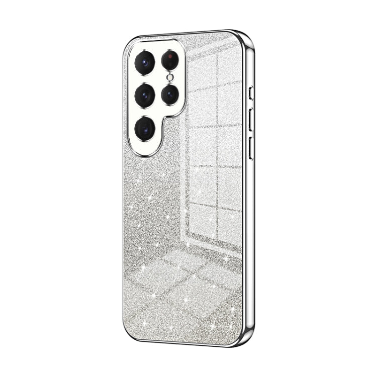 For Samsung Galaxy S25 Ultra 5G Gradient Glitter Powder Electroplated Phone Case(Silver)