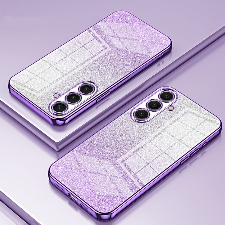 For Samsung Galaxy S25+ 5G Gradient Glitter Powder Electroplated Phone Case(Purple)
