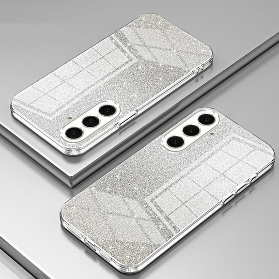 For Samsung Galaxy S25+ 5G Gradient Glitter Powder Electroplated Phone Case(Transparent)